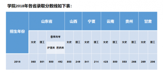 泰山护理职业学院2022录取分数线（附2019-2020年历年分数线）